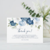 Dusty Blue Floral Script Handgeschreven bruiloft Bedankkaart (Staand voorkant)