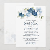 Dusty Blue Floral Script Vrijgezellenfeest Kaart (Voorkant / Achterkant)