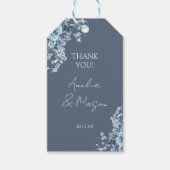 Dusty Blue Floral Script Wedding Cadeaulabel (Voorkant)