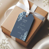 Dusty Blue Floral Script Wedding Cadeaulabel