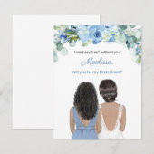 Dusty Blue Floral Serez-Vous Ma Carte D'Épouse (Devant / Derrière)