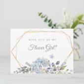 Dusty Blue Floral Serez-Vous Ma Carte Fille Fleur (Debout devant)