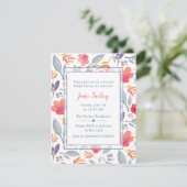 Dusty Blue Floral Shower Kaart (Staand voorkant)