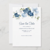 Dusty Blue Floral slaat de datum bekendmaking op (Voorkant)