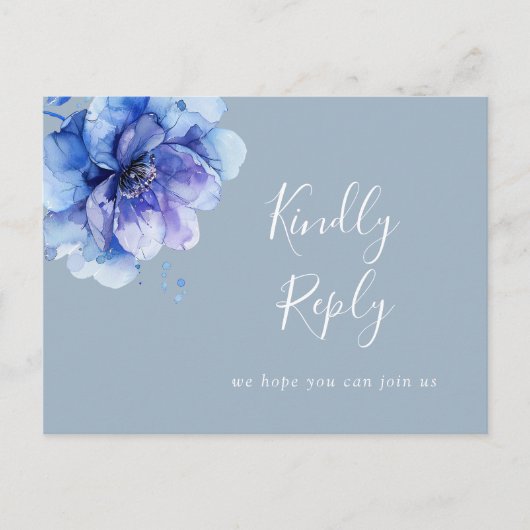 Dusty Blue Floral Song Request RSVP Briefkaart (Voorkant)