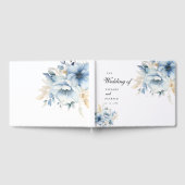Dusty Blue Floral Spring Bloom Wedding Gastenboek (Volledig)