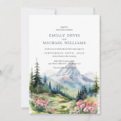 Dusty Blue Floral Spring Mountains Wedding Kaart (Voorkant)