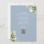 Dusty Blue Floral String Lights QR Code Bruiloft Save The Date (Achterkant)