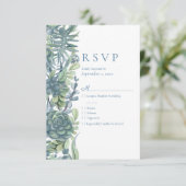 Dusty Blue Floral Succulents RSVP Mariage (Debout devant)