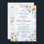 Dusty Blue & Floral Sweet 15e Invitation d'anniver<br><div class="desc">Dusty Blue & Floral Sweet 15e Invitation d'anniversaire</div>