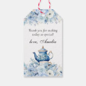 Dusty Blue Floral Tea Party Bedankt Favor Cadeaulabel (Achterkant)