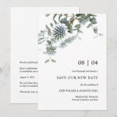 Dusty Blue Floral Thistle Wedding Uitstel Save The Date (Voorkant / Achterkant)