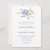 Dusty Blue Floral + traditionele term bruiloft Kaart (Voorkant)