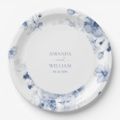 Dusty Blue Floral Trouwpapier Bord (Voorkant)