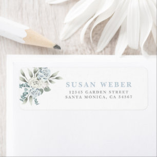 Dusty Blue Floral trouwuitnodiging Etiket
