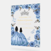 Dusty Blue Floral Twin Quinceañera Affiche de bien (Angle)