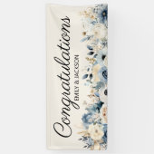Dusty Blue Floral verlovingsfeest Spandoek (Verticaal)
