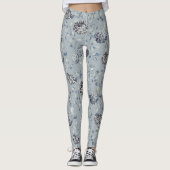 Dusty Blue Floral Vine Leggings (Voorkant)