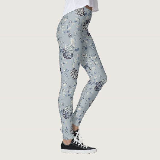 Dusty Blue Floral Vine Leggings (Rechts)