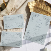 Dusty Blue Floral Vintage Wedding Invitation