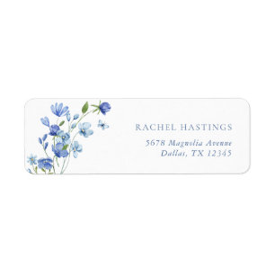 Dusty Blue Floral Vrijgezellenfeest Return Address Etiket