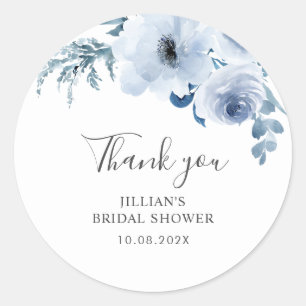 dusty blue floral vrijgezellenfeest ronde sticker