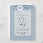 Dusty Blue Floral Waterverf Kaart (Voorkant)