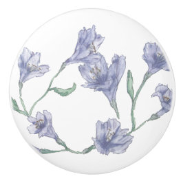 Dusty Blue Floral Waterverf Keramische Knop