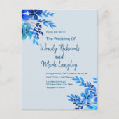 Dusty Blue Floral Waterverf Wedding Briefkaart (Voorkant)
