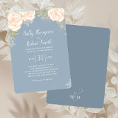 Dusty Blue Floral Waterverf Wedding Kaart