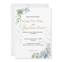 Dusty Blue Floral Waterverf Wedding