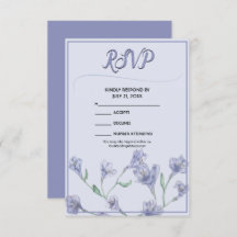 Dusty Blue Floral Waterverf Wedding RSVP