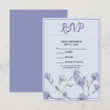 Dusty Blue Floral Waterverf Wedding RSVP