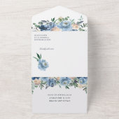 Dusty Blue Floral Weddenschap in één uitnodiging (Buitenkant)