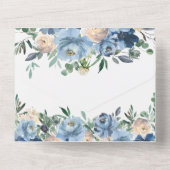 Dusty Blue Floral Weddenschap in één uitnodiging (Achterkant)