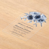 Dusty Blue Floral Wedding Acryl Uitnodigingen (Laagn)