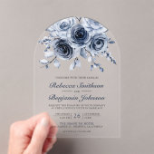 Dusty Blue Floral Wedding Acryl Uitnodigingen (Insitu (Draagbaar))