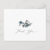 Dusty Blue Floral Wedding Bedankt Briefkaart (Voorkant)
