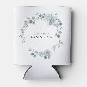 Dusty Blue Floral Wedding Custom Blikjeskoeler