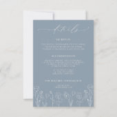 Dusty Blue Floral Wedding Details Enclosure Kaart (Voorkant)