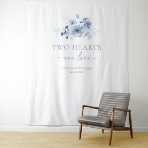 Dusty Blue Floral Wedding Foto Achtergrond Wandkleed