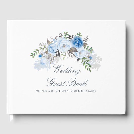Dusty Blue Floral Wedding Gastenboek (Voorkant)