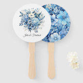 Dusty Blue Floral Wedding Handwaaier (Voorkant en achterkant)