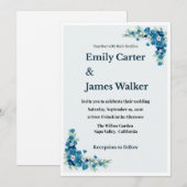 Dusty Blue Floral Wedding Invitation (Devant / Derrière)