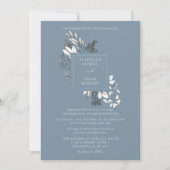 Dusty Blue Floral Wedding Invitation Kaart (Voorkant)
