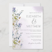 Dusty Blue Floral Wedding Invitation Kaart (Voorkant)