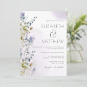 Dusty Blue Floral Wedding Invitation Kaart (Staand voorkant)