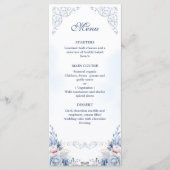 Dusty Blue Floral Wedding Menu (Devant)