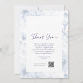 Dusty Blue Floral Wedding Menu & Thank You Card Kaart (Achterkant)