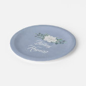 Dusty Blue Floral Wedding Papieren Bordje (Gekanteld)